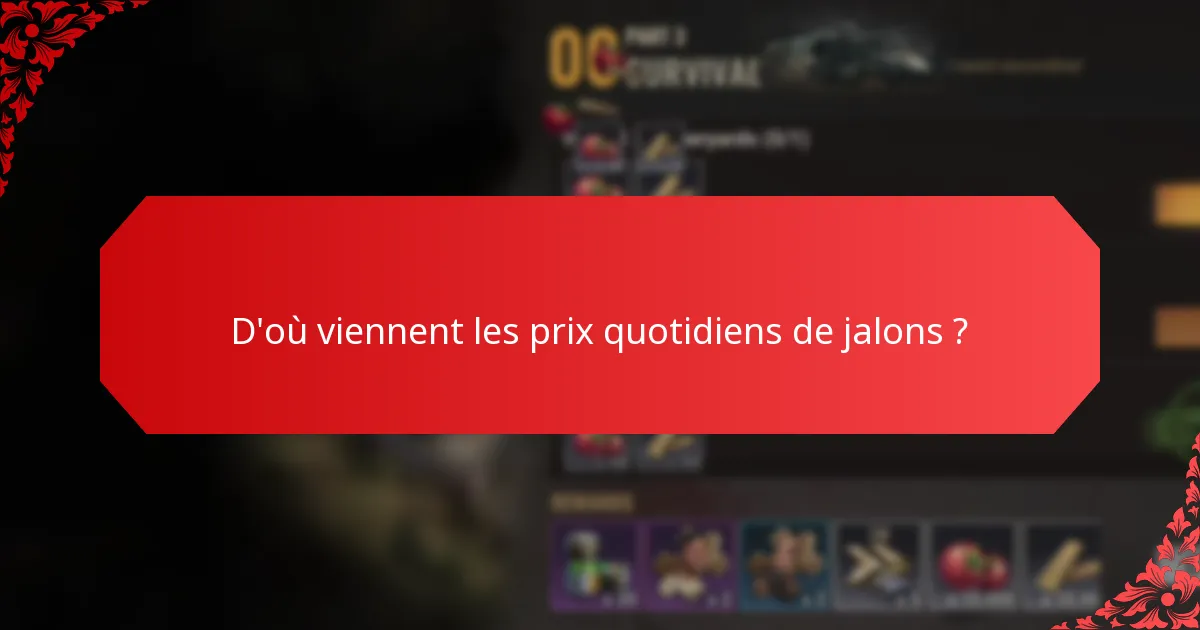 Comment les prix quotidiens de jalons se comparent-ils entre différents jeux ?