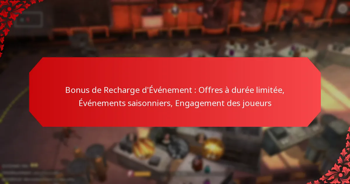 Bonus de Recharge d’Événement : Offres à durée limitée, Événements saisonniers, Engagement des joueurs