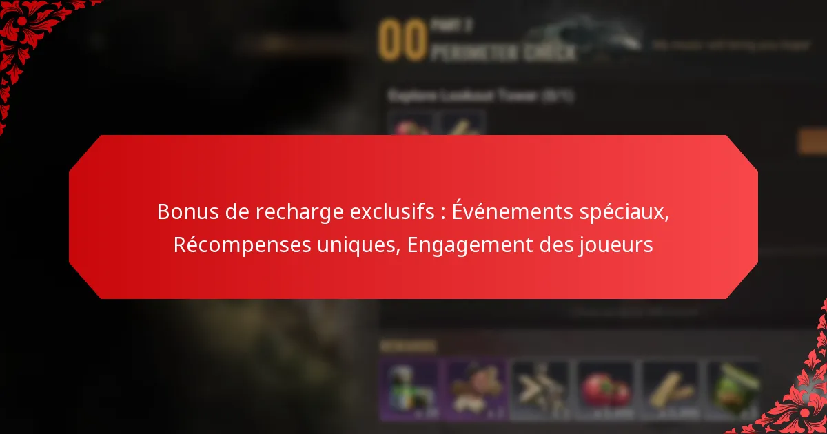 Bonus de recharge exclusifs : Événements spéciaux, Récompenses uniques, Engagement des joueurs