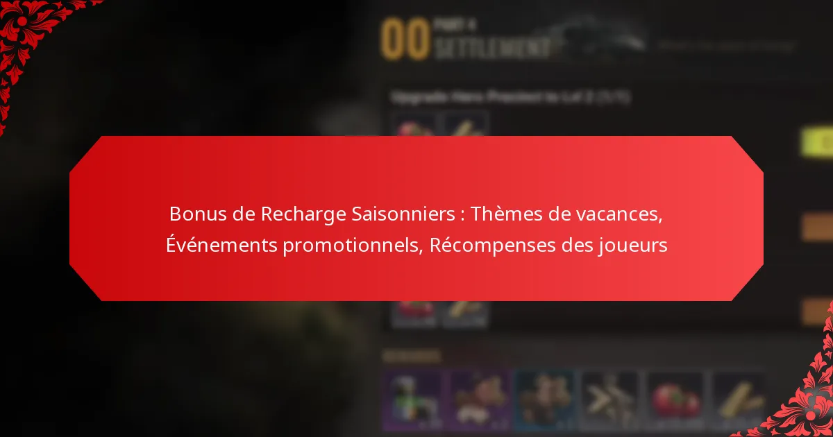 Bonus de Recharge Saisonniers : Thèmes de vacances, Événements promotionnels, Récompenses des joueurs