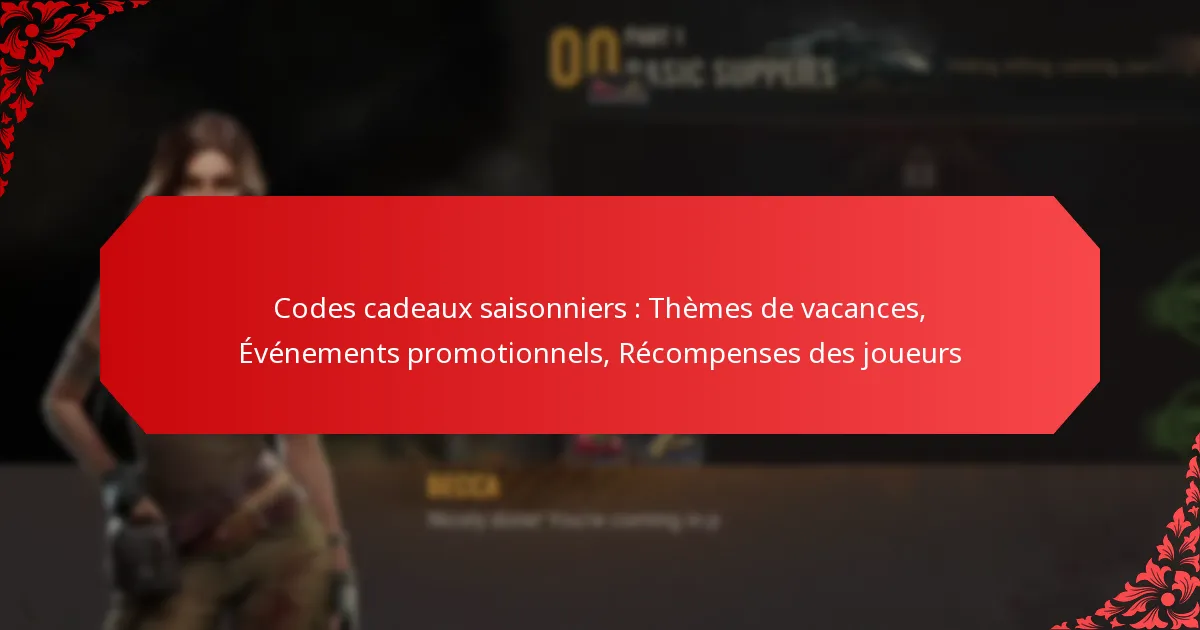 Codes cadeaux saisonniers : Thèmes de vacances, Événements promotionnels, Récompenses des joueurs